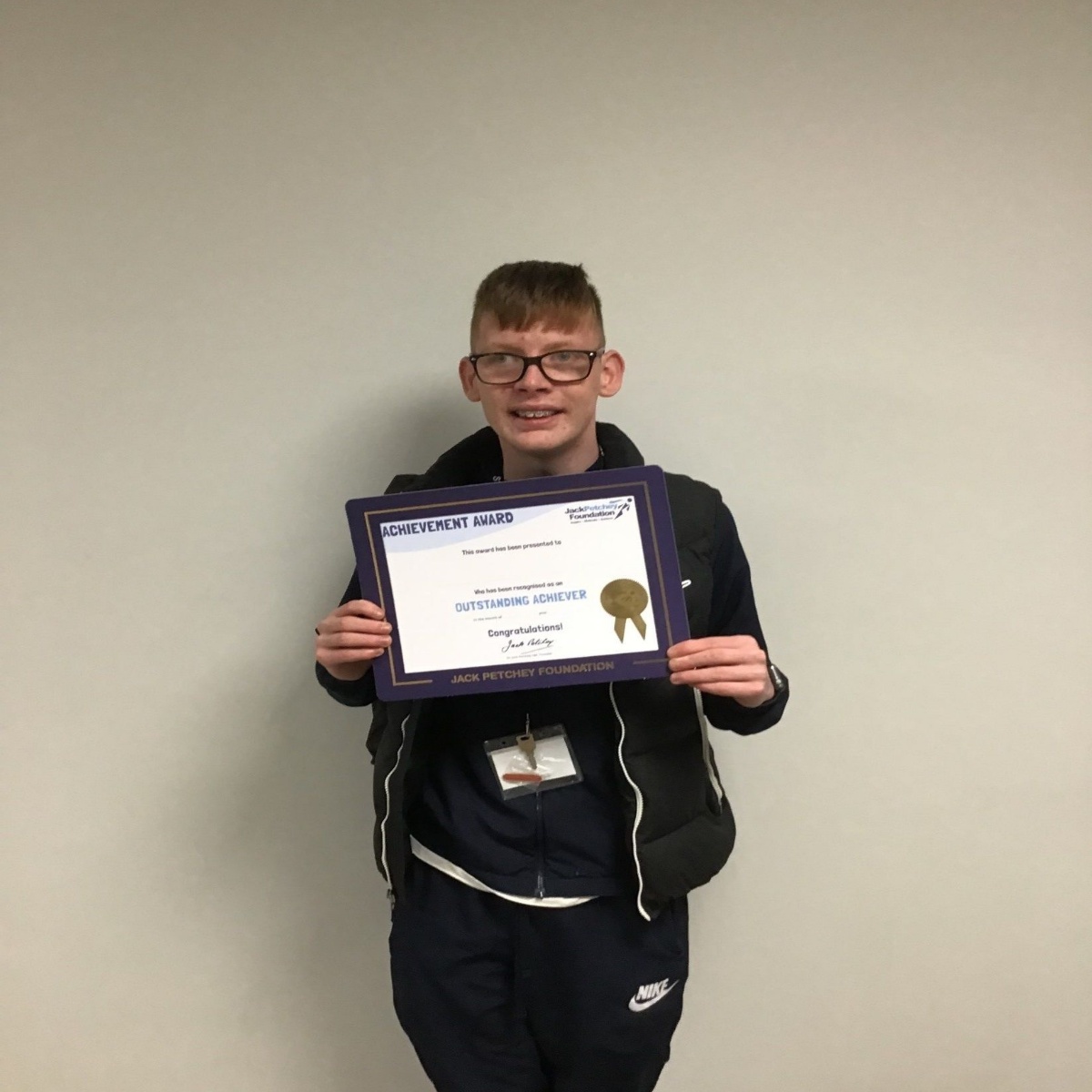 Meadow High School - Harry has won the Jack Petchey Award for September